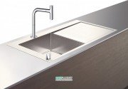 Мийка для кухні Hansgrohe C71 C71-F450-12 з одноважільним змішувачем і системою зливу з ручним керуванням хром 43230000