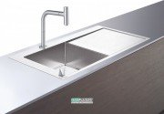 Мийка для кухні Hansgrohe C71 C71-F450-12 з одноважільним змішувачем і системою зливу з ручним керуванням сталь 43230800