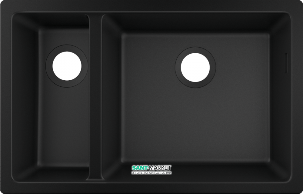 Мийка для кухні монтаж під стільницю Hansgrohe S51 S510-U635 SilicaTec чорний графіт 43433170