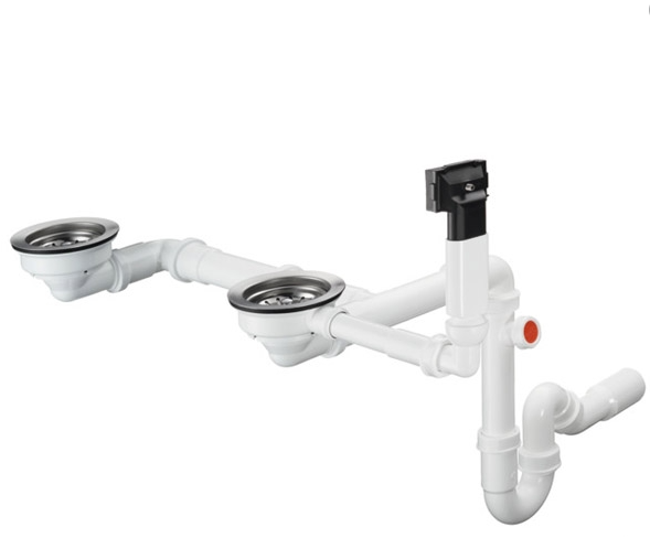 Сифон для двойных раковин Hansgrohe D17-10 белый/нержавеющая сталь 43928000