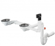 Сифон для подвійних раковин Hansgrohe D17-10 білий / нержавіюча сталь 43928000