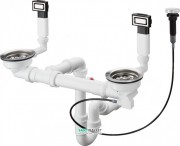 Сифон для двойных раковин с автоматическим комплектом слив-перелив Hansgrohe D15-11 белый/нержавеющая сталь 43932800