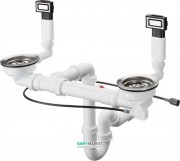 Сифон для двойных раковин с автоматическим комплектом слив-перелив Hansgrohe D14-12 Select белый/нержавеющая сталь 43942800