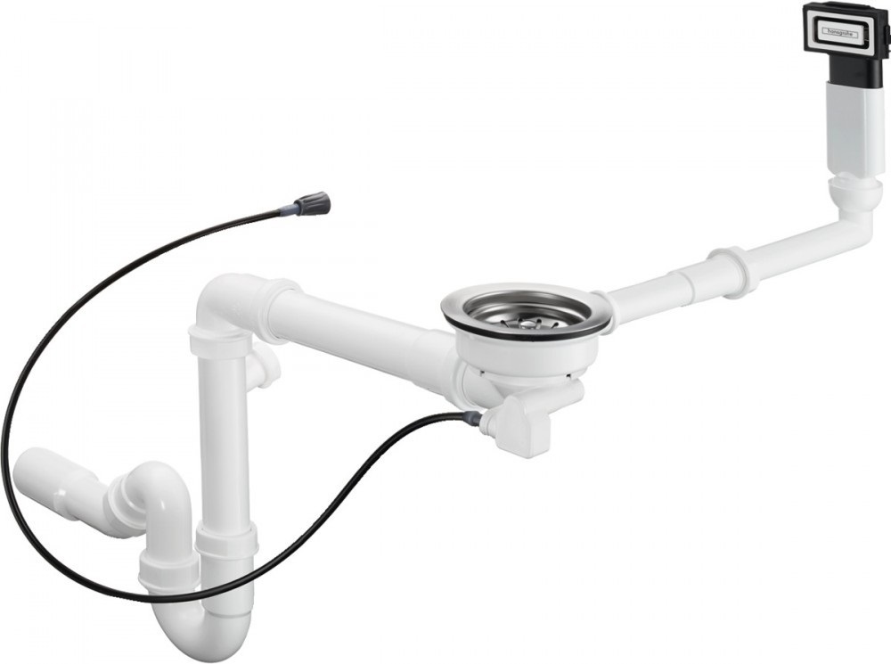 Сифон для раковин с автоматическим комплектом слив-перелив Hansgrohe D16-12 Select белый/нержавеющая сталь 43947000