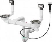 Сифон для подвійних раковин з автоматичним комплектом слив-перелив Hansgrohe D15-11 білий / нержавіюча сталь 43932800