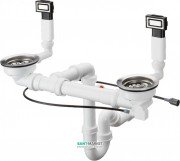 Сифон для двойных раковин с автоматическим комплектом слив-перелив Hansgrohe D14-12 Select белый/нержавеющая сталь 43942800