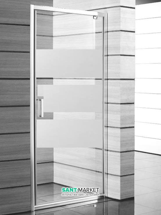 Дверь душевая Jika Lyra Plus 90 см белый профиль полосатое стекло H2543820006651