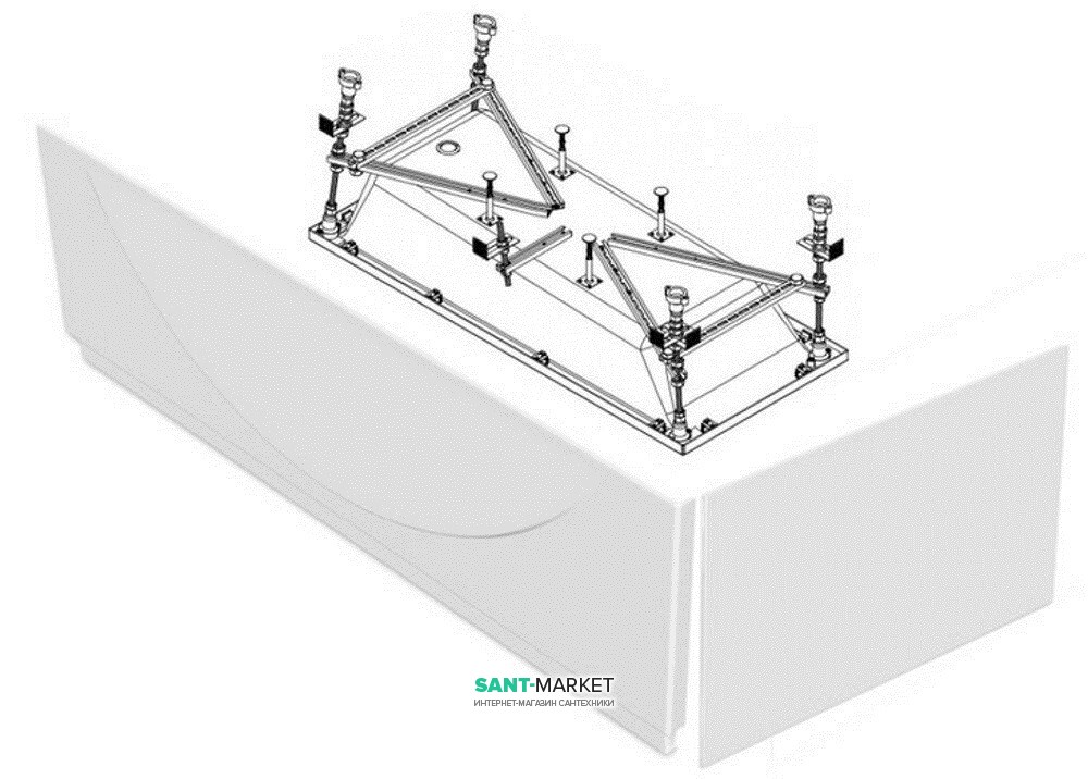 Панель и каркас для прямоугольной ванны Kolpa-san Destiny/ Tamia 170x70 см белый 992240/571278