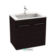 Тумба подвесная с раковиной для ванной Jika Cube 65х43 см тёмный дуб H4536011763021