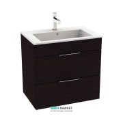 Тумба подвесная с раковиной для ванной Jika Cube 65х43 см тёмный дуб H4536021763021