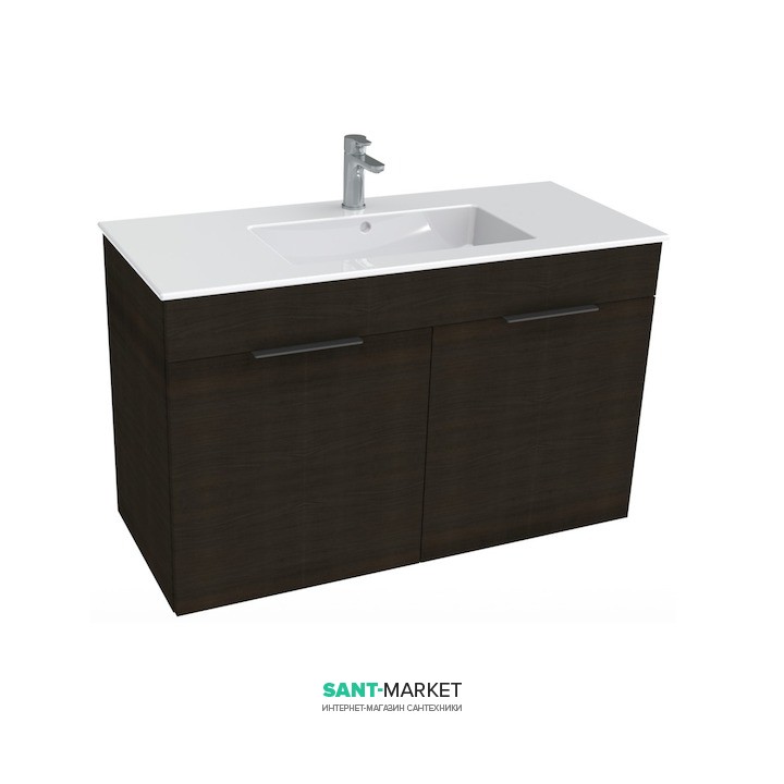 Тумба подвесная с раковиной для ванной Jika Cube 100х43 см тёмный дуб H4536511763021