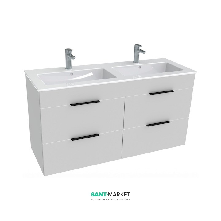 Тумба з подвійною раковиною для ванної Jika Cube 120х43 см білий H4536621763001