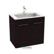 Тумба подвесная с раковиной для ванной Jika Cube 65х43 см тёмный дуб H4536011763021