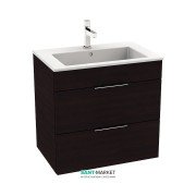 Тумба подвесная с раковиной для ванной Jika Cube 65х43 см тёмный дуб H4536021763021