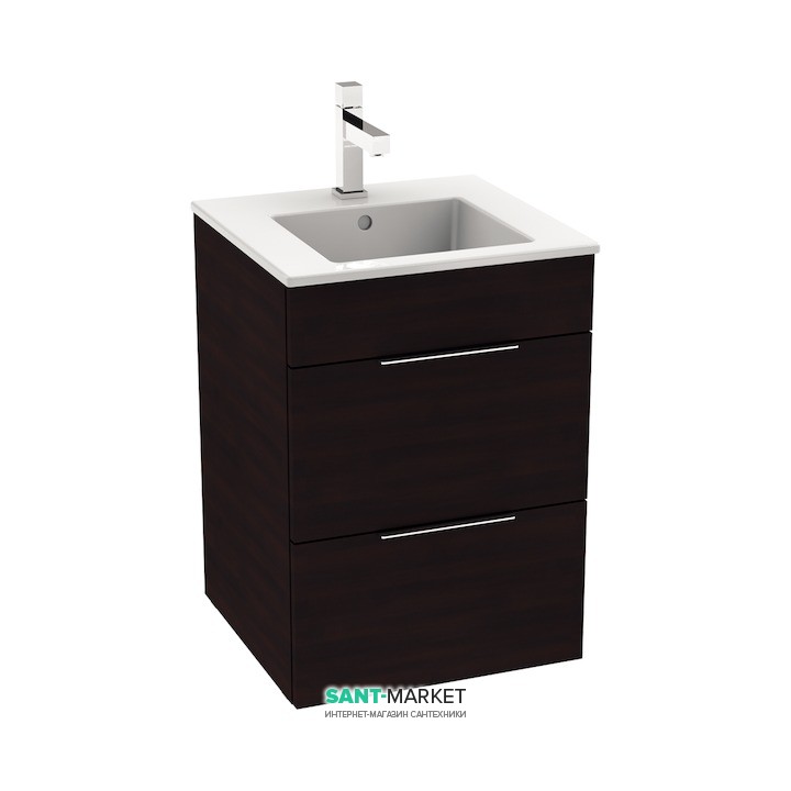 Тумба підвісна з раковиною для ванної Jika Cube 45х43 см темний дуб H4536221763021