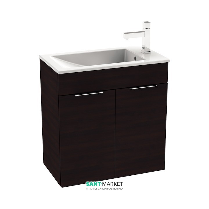 Тумба підвісна з раковиною для ванної Jika Cube 60х34 см темний дуб H4536311763021