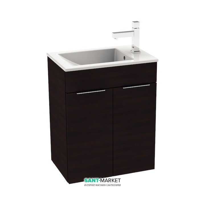 Тумба подвесная с раковиной для ванной Jika Cube 50х34 см тёмный дуб H4536411763021