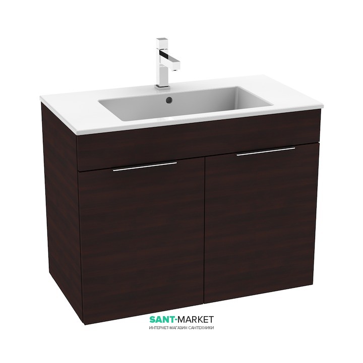 Тумба підвісна з раковиною для ванної Jika Cube 80х43 см темний дуб H4537521763021