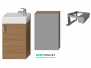 Тумба підвісна з раковиною Jika Petit дзеркальним шафою і підсвічуванням вишня H4535121753081