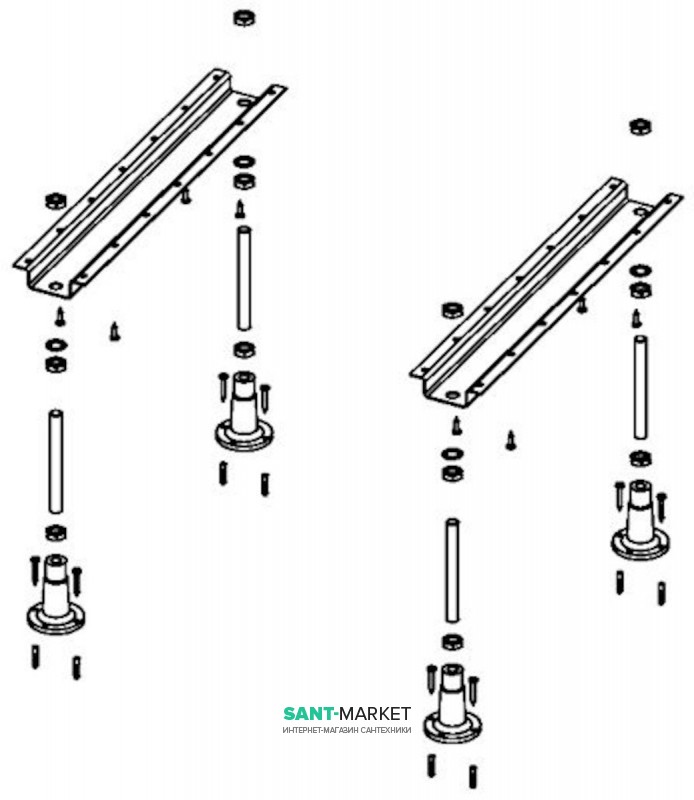 Ножки для встраиваемых ванн Jika Deep H2948360000001