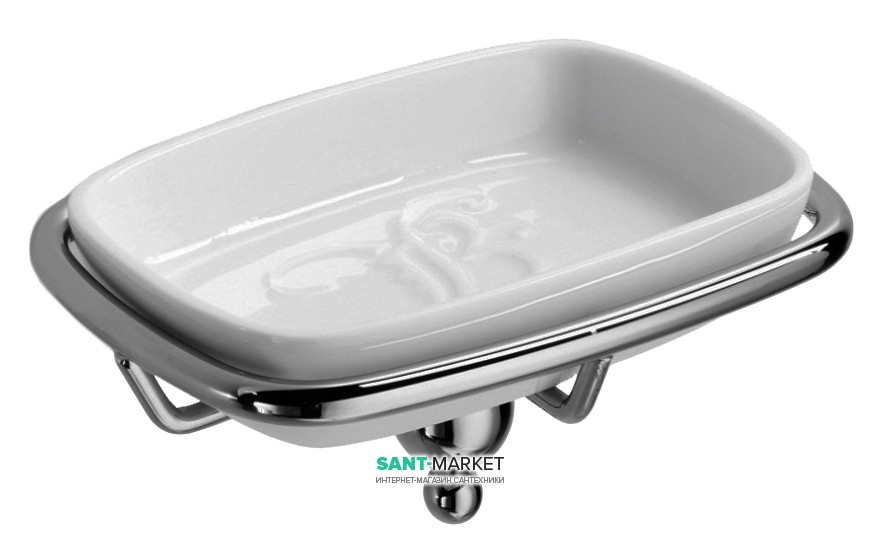 Мыльница для ванной с держателем Lineabeta Venessia керамика/латунь белый/хром 52902.29