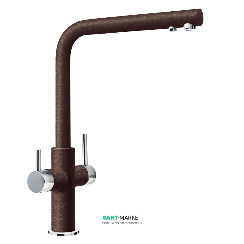 Смеситель для кухни Franke Neptune Clear Water двухрычажный для водопроводной и фильтрованной воды латунь хром/шоколад 115.0370.696