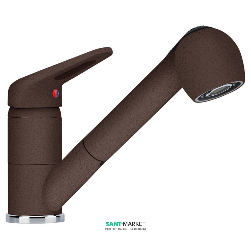 Смеситель для кухни Franke Novara-Plus однорычажный с выносным изливом латунь покрытие Fragranit шоколад 115.0470.668