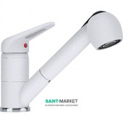 Смеситель для кухни Franke Novara-Plus однорычажный с выносным изливом латунь покрытие Fragranit белый 115.0470.669