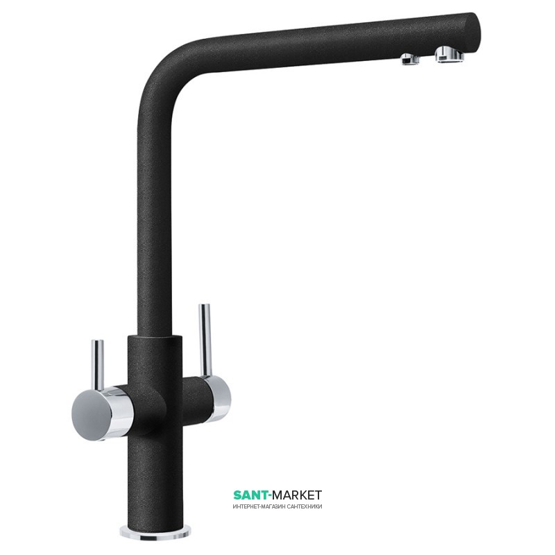 Смеситель для кухни Franke Neptune Clear Water двухрычажный для водопроводной и фильтрованной воды латунь хром/оникс 115.0370.694