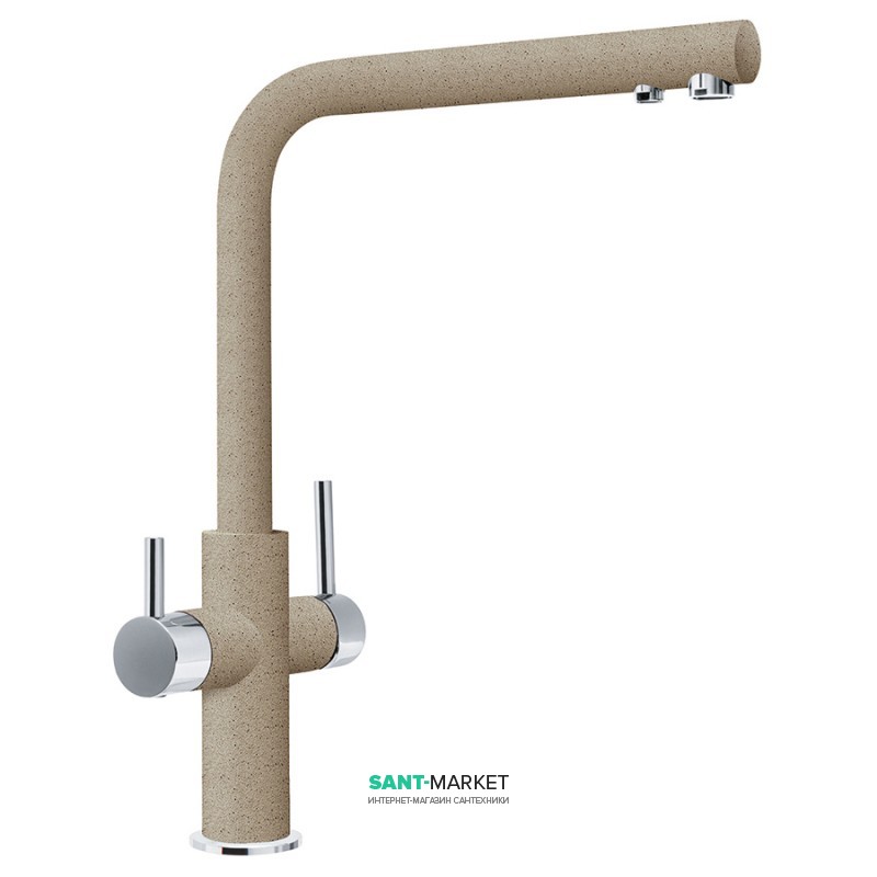 Смеситель для кухни Franke Neptune Clear Water двухрычажный для водопроводной и фильтрованной воды латунь хром/миндаль 115.0370.698