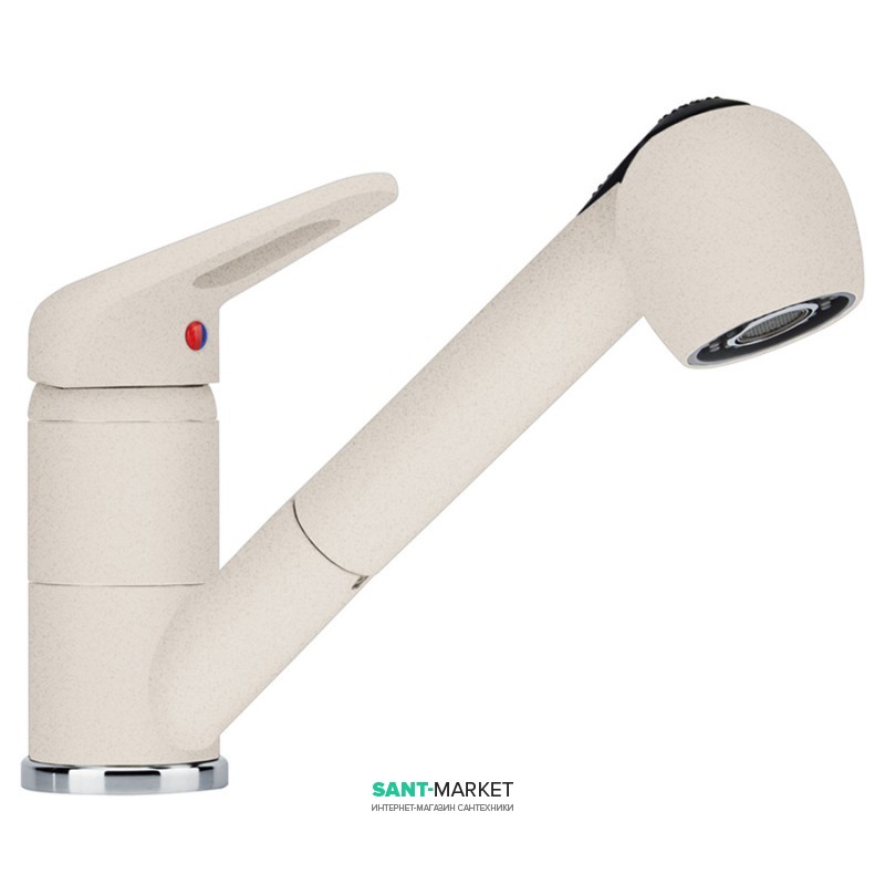 Смеситель для кухни Franke Novara-Plus однорычажный с выносным изливом латунь покрытие Fragranit ваниль 115.0470.662