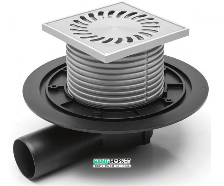Зливний трап для балконів і терас МСН бічний стік з гратами 381A