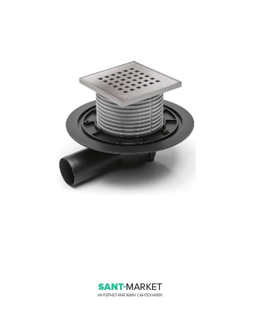 Зливний трап для балконів і терас МСН бічний стік з дизайнерської гратами Квадрати G 381 NA