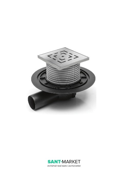 Сливной трап для балконов и террас МСН боковой сток с дизайнерской решеткой Лабиринт L 381 NA