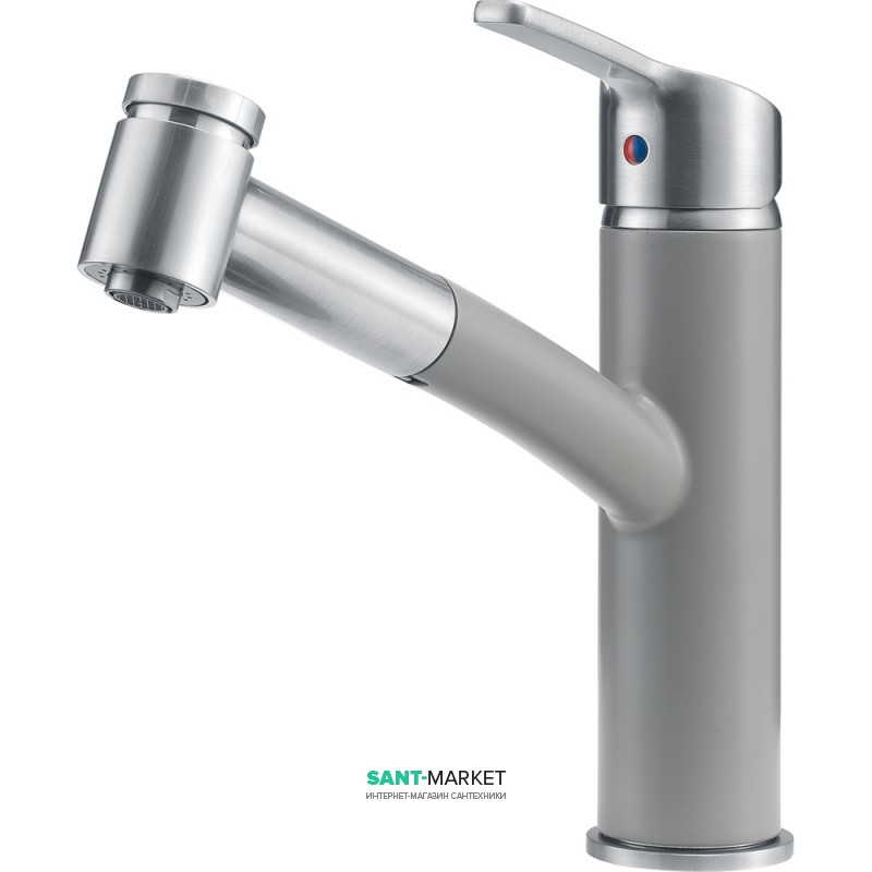 Смеситель для кухни Franke Smart однорычажный с выносным изливом латунь никель оптик/серый 115.0545.423