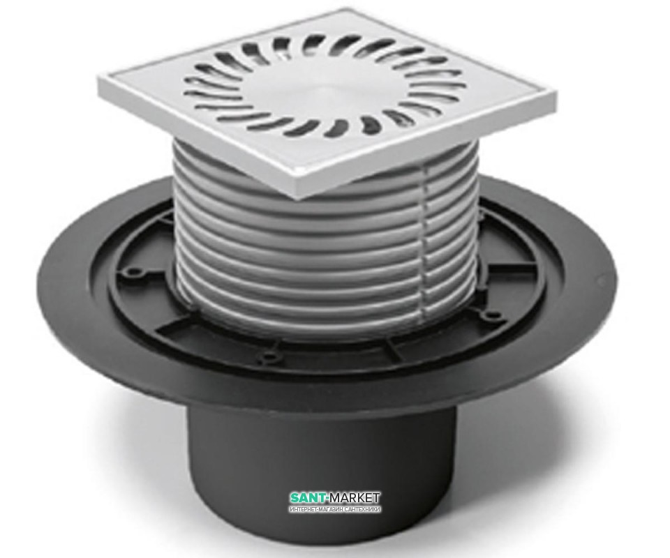 Зливний трап для балконів і терас МСН прямий стік з гратами MCH 386A