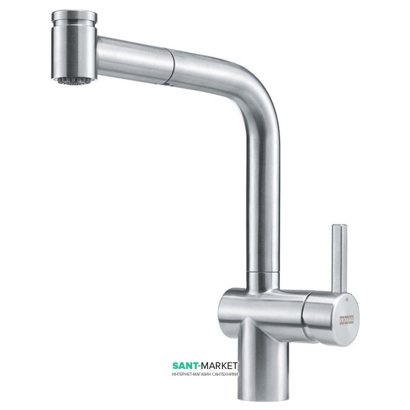 Смеситель для кухни Franke Atlas Neo Pull Out Spray однорычажный с выносным изливом нержавеющая сталь 115.0521.441