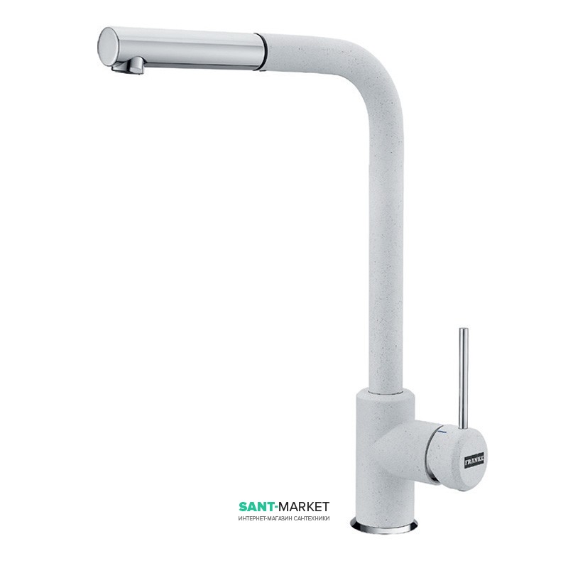Смеситель для кухни Franke Sirius однорычажный с выносным изливом латунь покрытие Fragranite хром/белый 115.0476.826