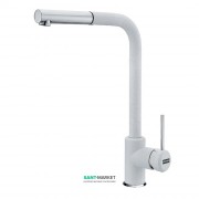 Змішувач для кухні Franke Sirius змішувач з виносним зливом латунь покриття Fragranite хром / білий 115.0476.826