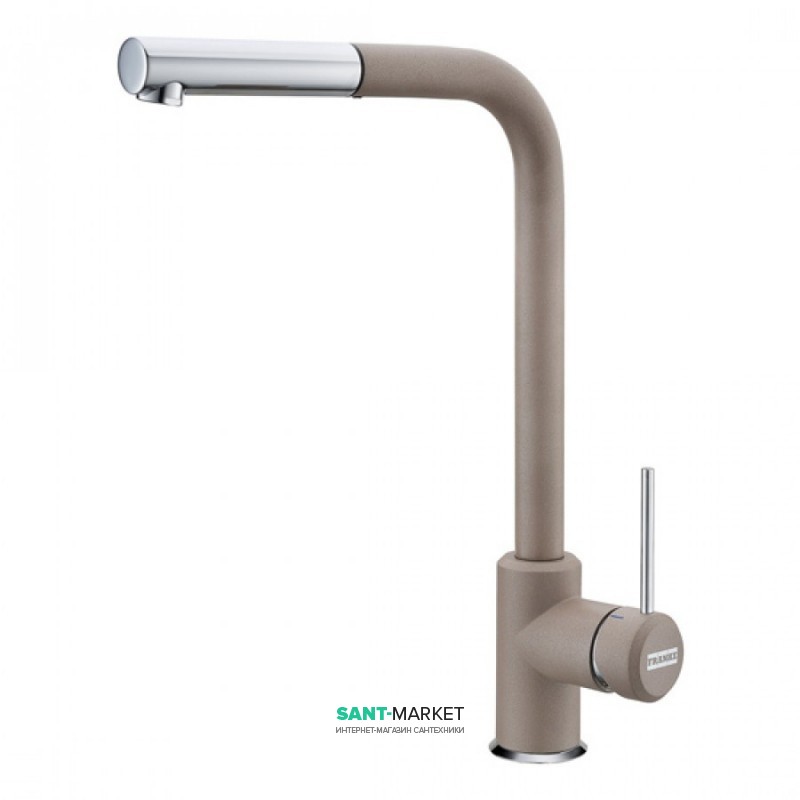 Смеситель для кухни Franke Sirius однорычажный с выносным изливом латунь покрытие Fragranite хром/миндаль 115.0476.828