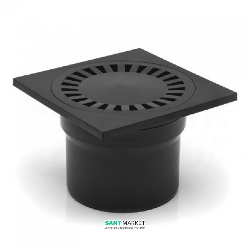 Зливний трап з гідрозатворів MCH з вертикальним випуском DN 110 чорний 323 Р
