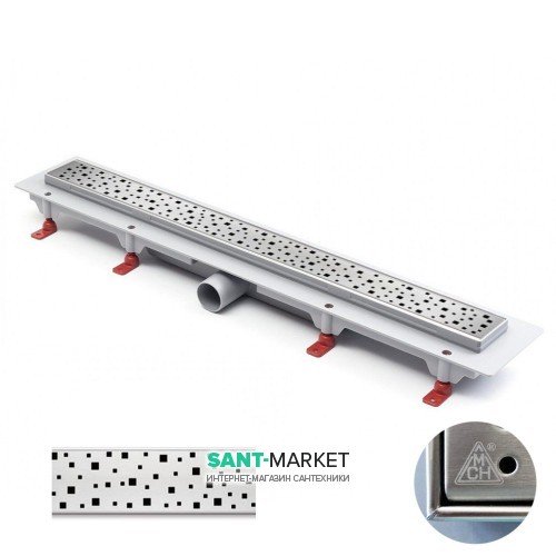 Жолоб водостічний МСН 450 мм з горизонтальним фланцем і матовою гратами Квадрати CH 450 SN 1