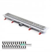 Желоб водосточный МСН 350 мм с горизонтальным фланцем и полированной решеткой Гармония CH 350 H