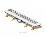 Желоб водосточный МСН 650 мм с горизонтальным фланцем и полированной решеткой Медиум CH 650 M