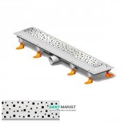 Желоб водосточный МСН 650 мм с горизонтальным фланцем и полированной решеткой Квадраты CH 650 S