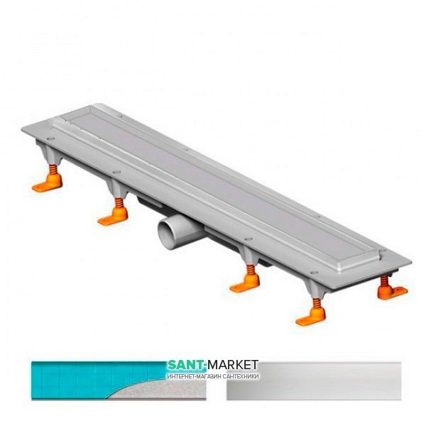Желоб водосточный МСН 850 мм с горизонтальным фланцем и полированной решеткой Классик CH 850 K