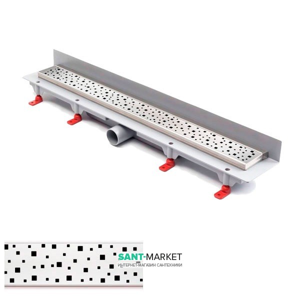 Жолоб водостічний МСН 350 мм з вертикальним фланцем і матовою гратами Квадрати CH 350 SN 3