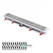 Желоб водосточный МСН 650 мм с горизонтальным фланцем и полированной решеткой Гармония CH 650 H