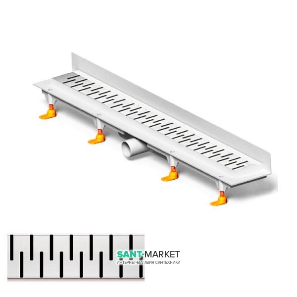 Желоб водосточный МСН 450 мм с вертикальным фланцем и матовой решеткой Медиум CH 450 MN 3