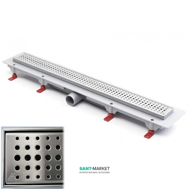 Желоб водосточный МСН 650 мм с горизонтальным фланцем и матовой решеткой Бейзик CH 650/50 BN 1